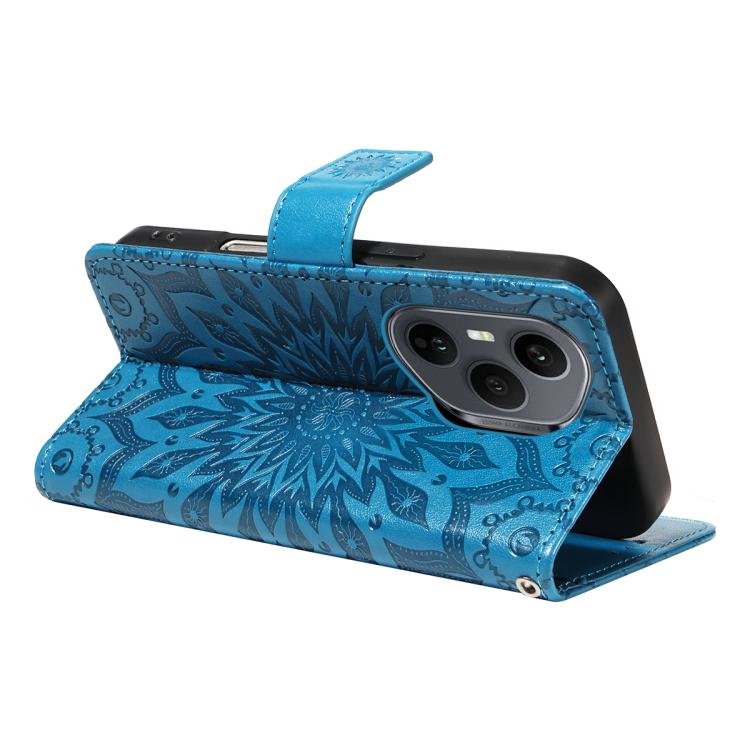 For Honor 400 Pro Global 160.8mm Embossed Sunflower Pattern Flip Leather Phone Case