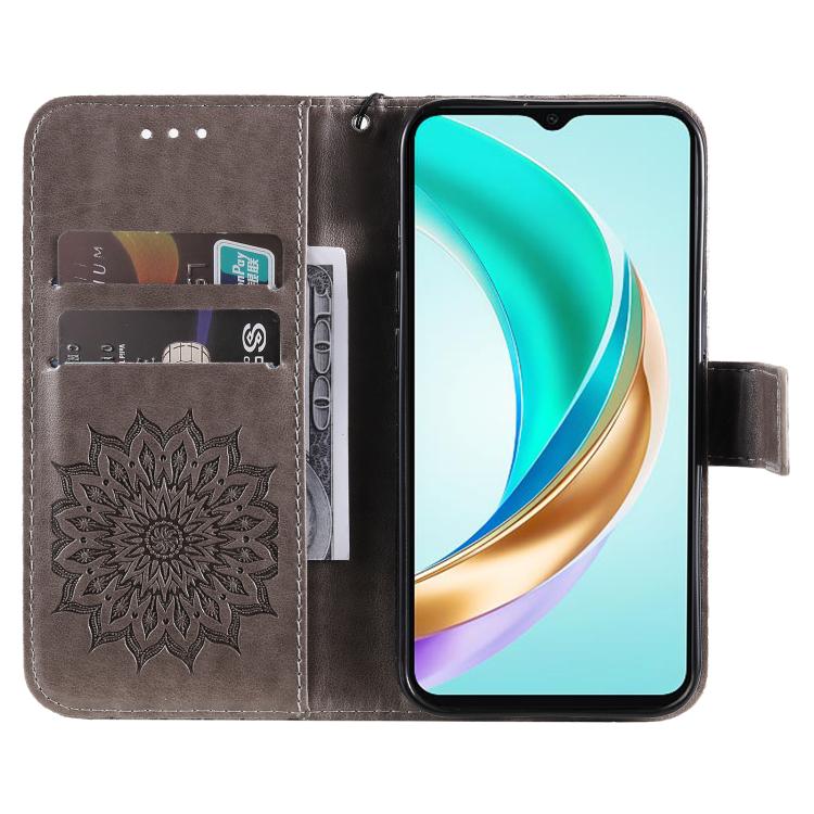 For Honor X6c / X6b / X6a / X5b Embossed Sunflower Pattern Flip Leather Phone Case