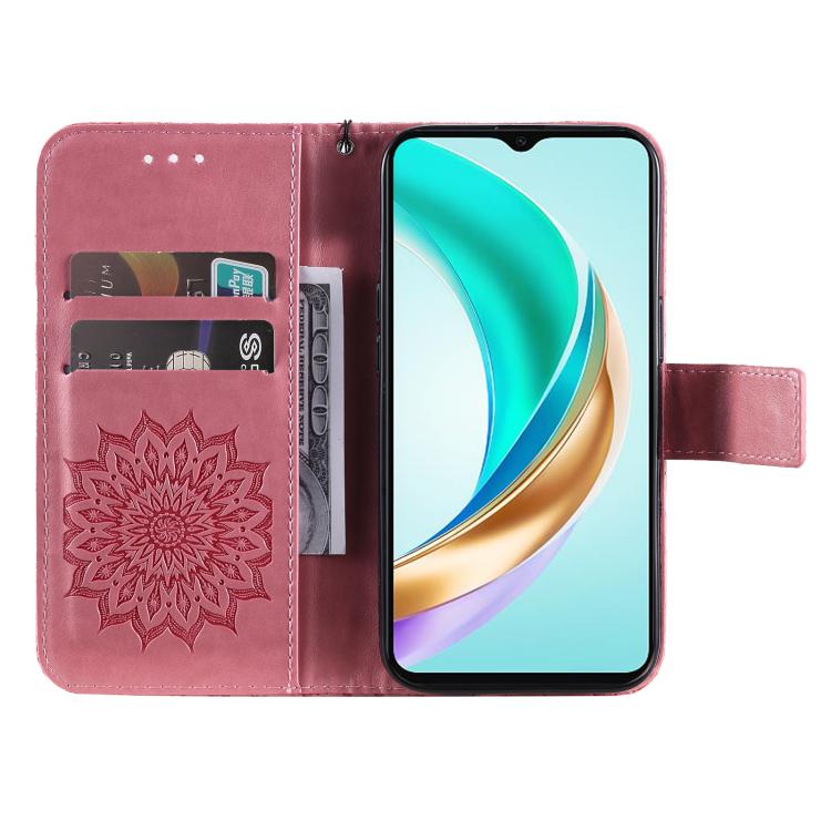 For Honor X6c / X6b / X6a / X5b Embossed Sunflower Pattern Flip Leather Phone Case