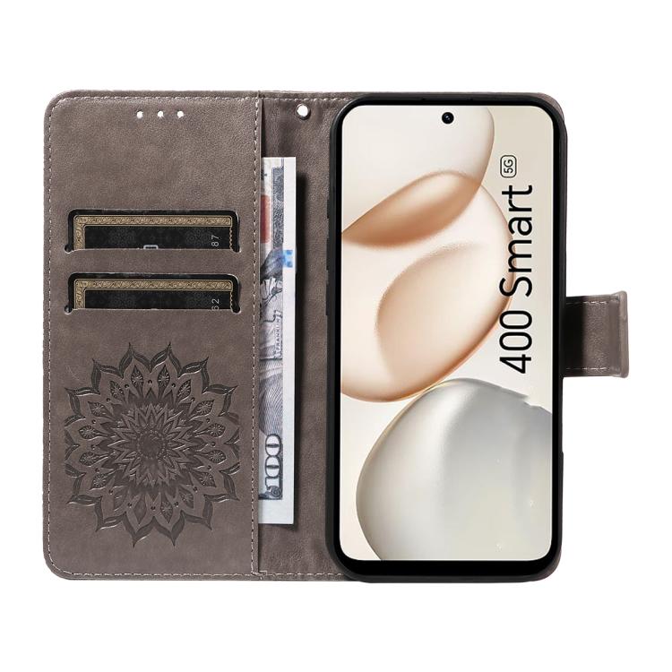 For Honor 400 Smart 5G Embossed Sunflower Pattern Flip Leather Phone Case