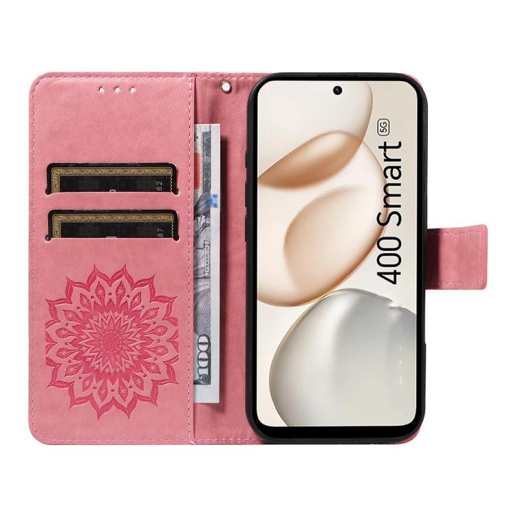 For Honor 400 Smart 5G Embossed Sunflower Pattern Flip Leather Phone Case