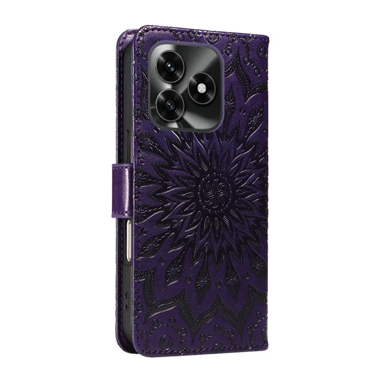 For Honor X5c Plus Embossed Sunflower Pattern Flip Leather Phone Case