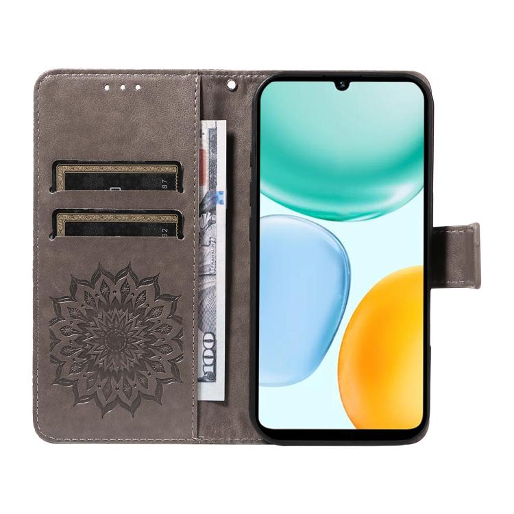 For Honor X5c Plus Embossed Sunflower Pattern Flip Leather Phone Case