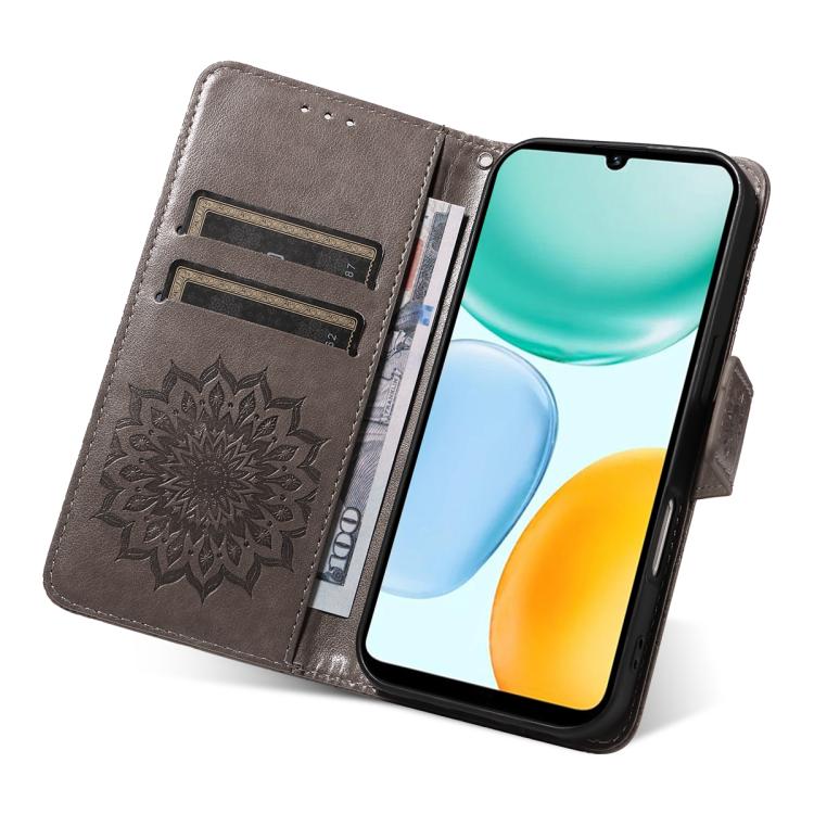 For Honor X5c Plus Embossed Sunflower Pattern Flip Leather Phone Case