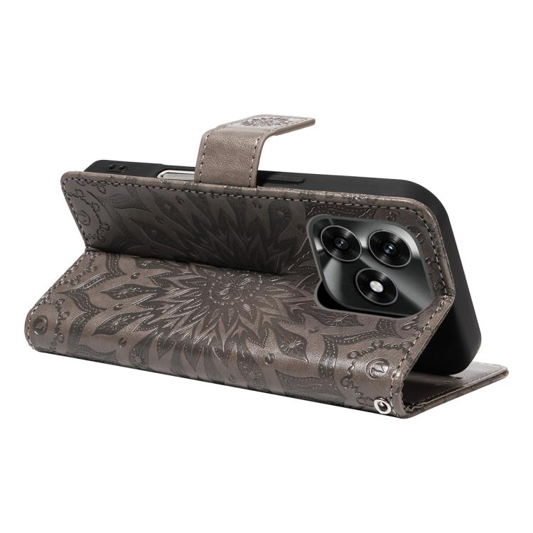 For Honor X5c Plus Embossed Sunflower Pattern Flip Leather Phone Case