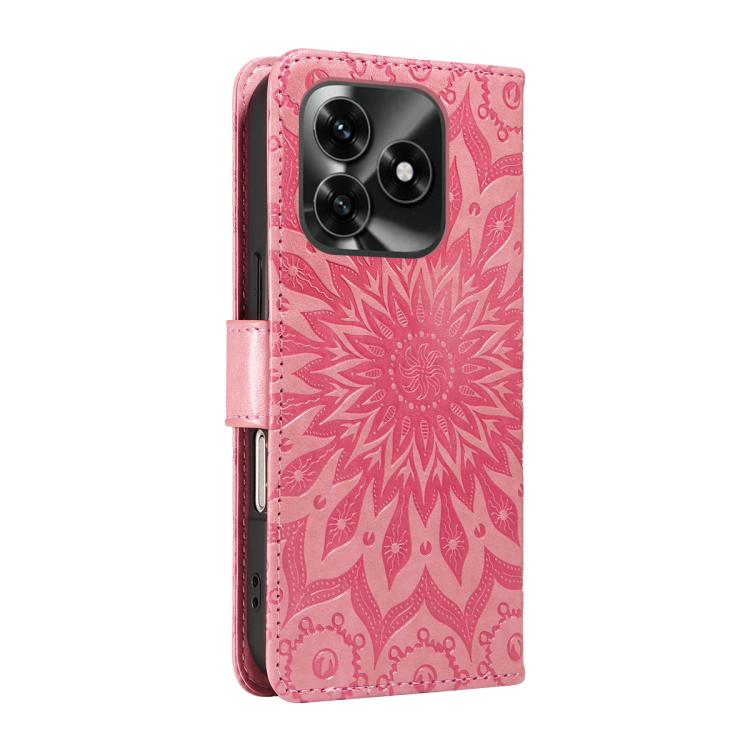 For Honor X5c Plus Embossed Sunflower Pattern Flip Leather Phone Case