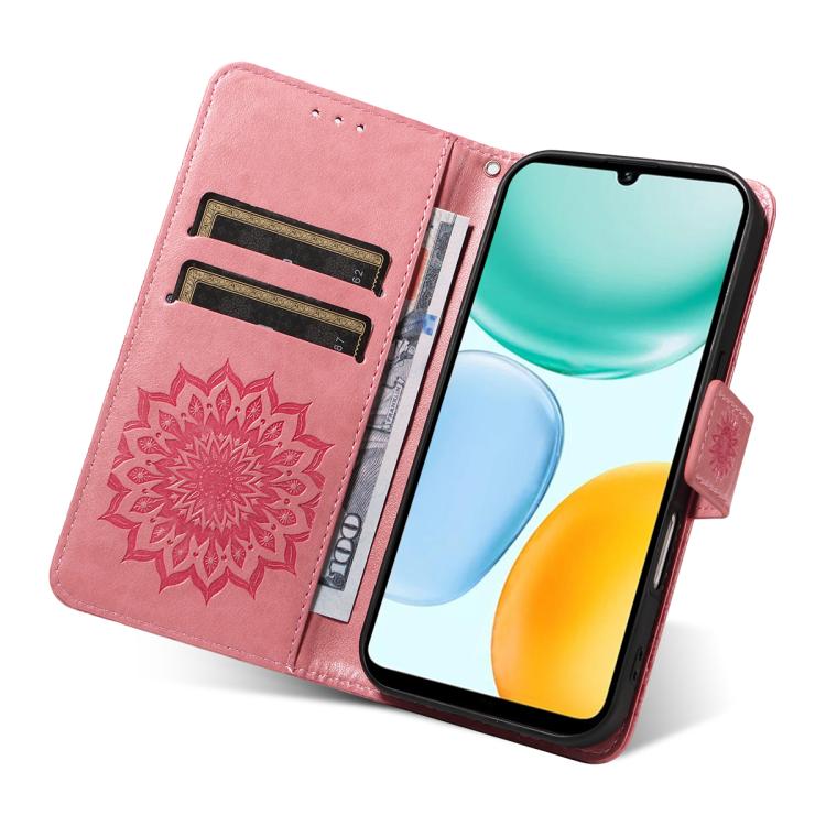 For Honor X5c Plus Embossed Sunflower Pattern Flip Leather Phone Case