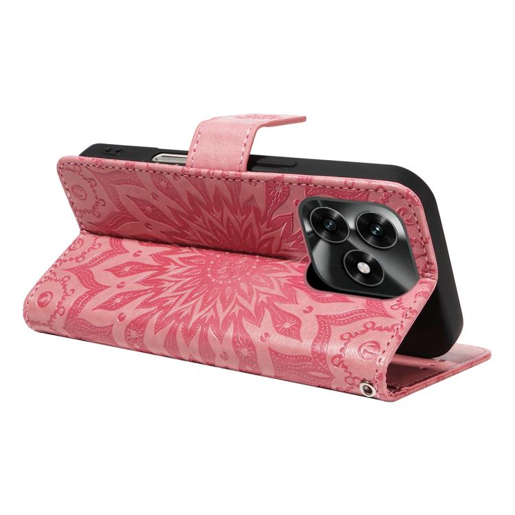 For Honor X5c Plus Embossed Sunflower Pattern Flip Leather Phone Case