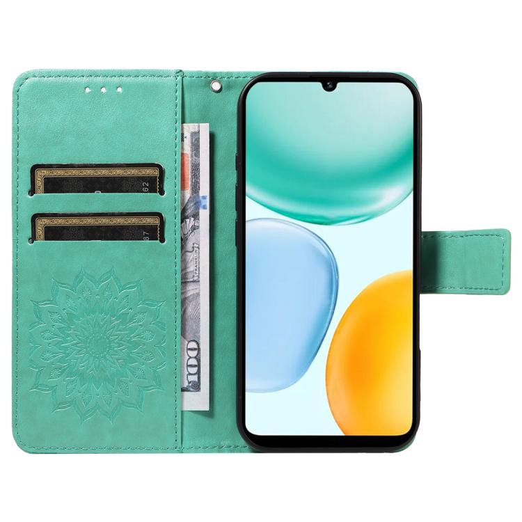 For Honor X5c Plus Embossed Sunflower Pattern Flip Leather Phone Case