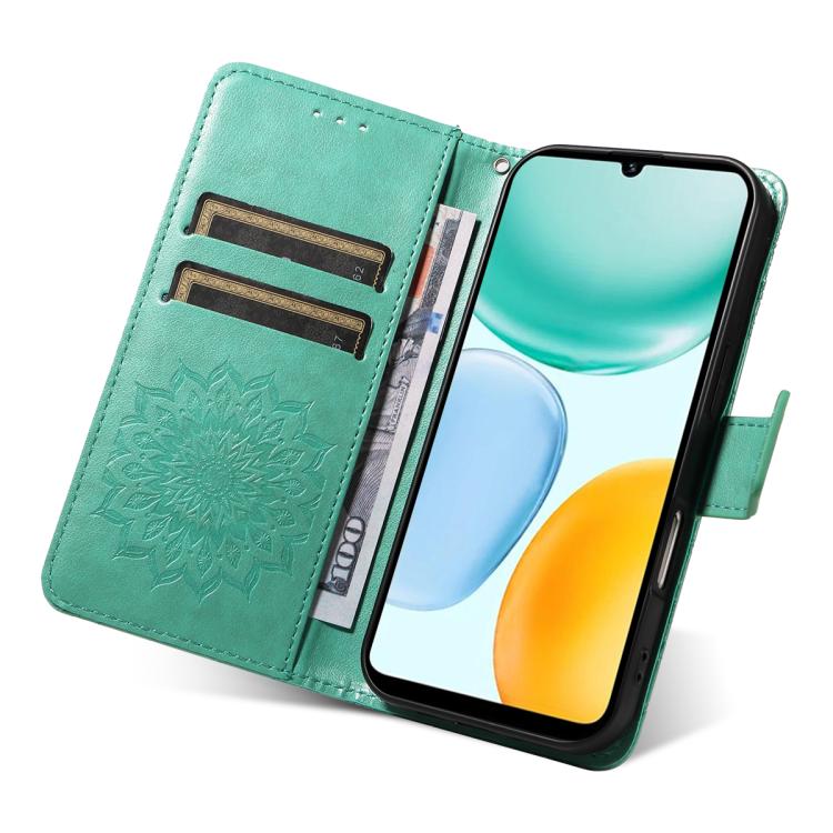 For Honor X5c Plus Embossed Sunflower Pattern Flip Leather Phone Case