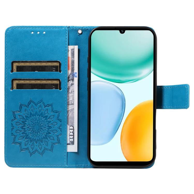 For Honor X5c Plus Embossed Sunflower Pattern Flip Leather Phone Case