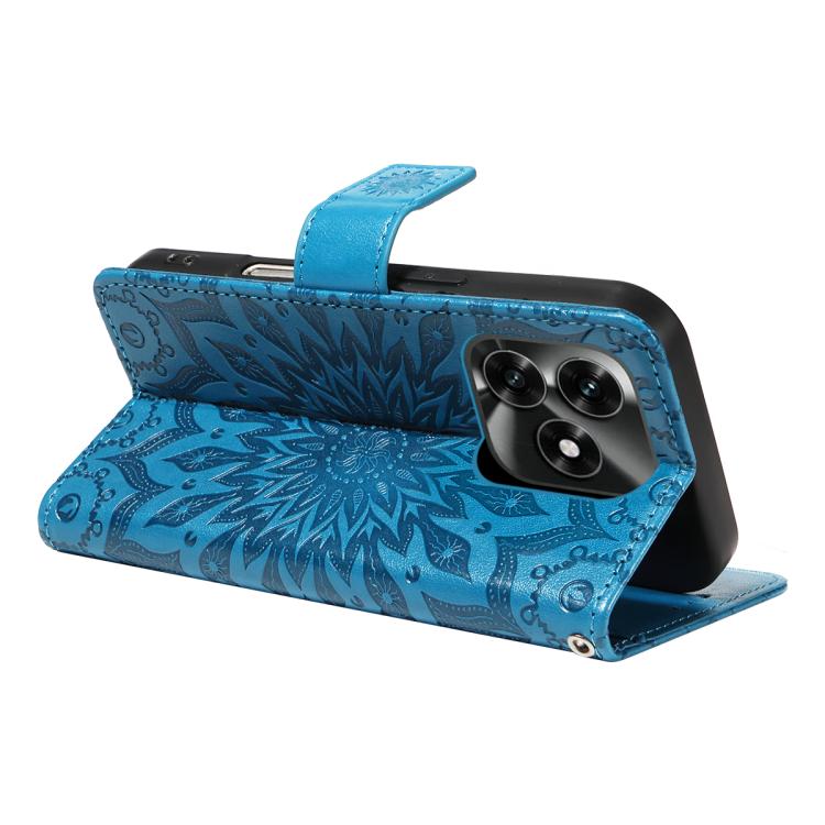 For Honor X5c Plus Embossed Sunflower Pattern Flip Leather Phone Case
