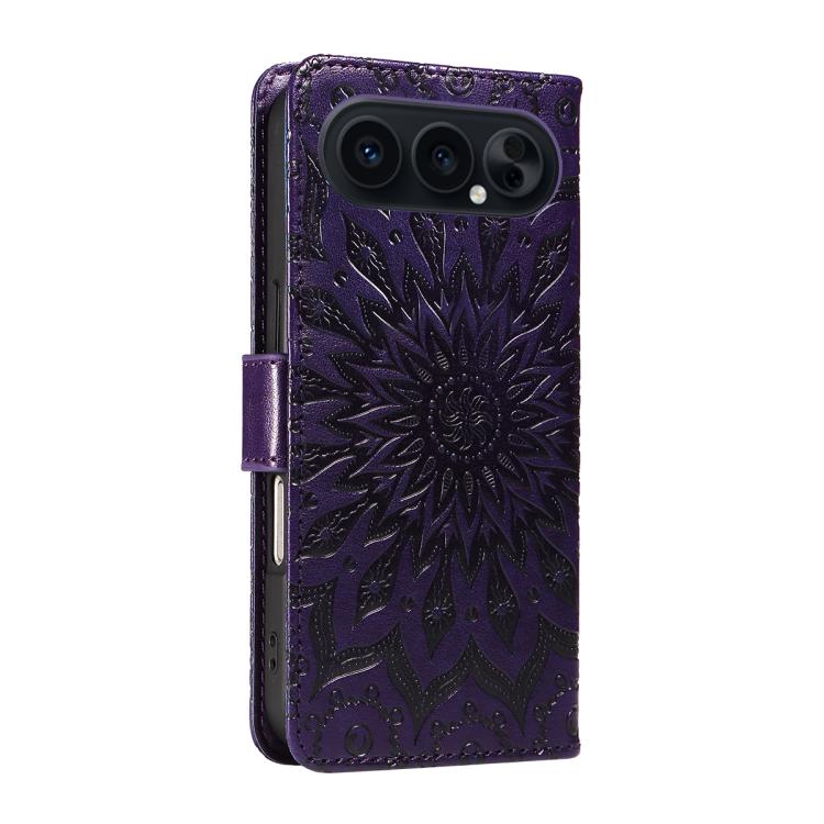 For Honor 500 Global/500 Pro Global 155.8 Embossed Sunflower Pattern Flip Leather Phone Case