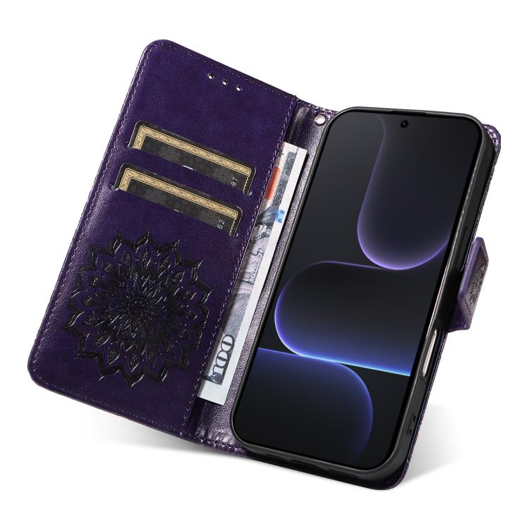 For Honor 500 Global/500 Pro Global 155.8 Embossed Sunflower Pattern Flip Leather Phone Case