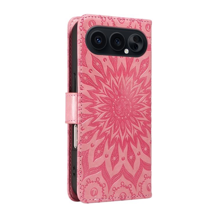 For Honor 500 Global/500 Pro Global 155.8 Embossed Sunflower Pattern Flip Leather Phone Case