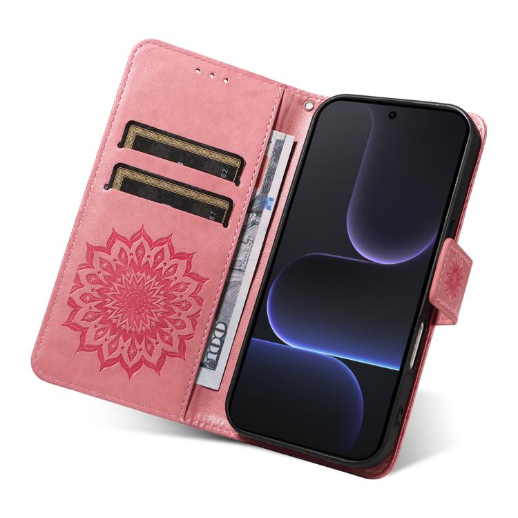 For Honor 500 Global/500 Pro Global 155.8 Embossed Sunflower Pattern Flip Leather Phone Case