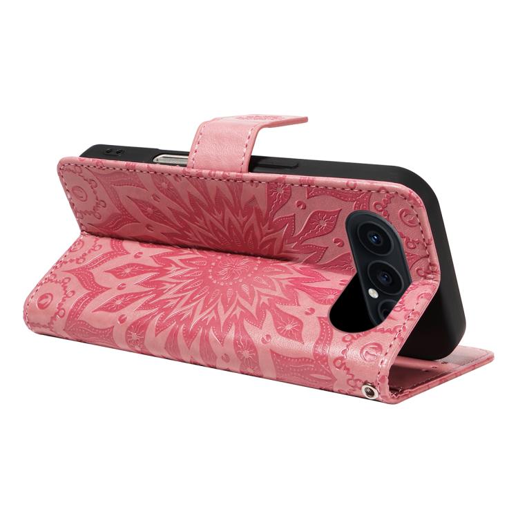 For Honor 500 Global/500 Pro Global 155.8 Embossed Sunflower Pattern Flip Leather Phone Case