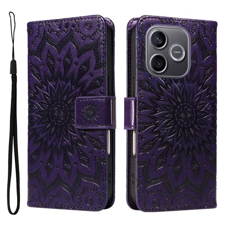 For Honor 600 Lite Global Embossed Sunflower Pattern Flip Leather Phone Case