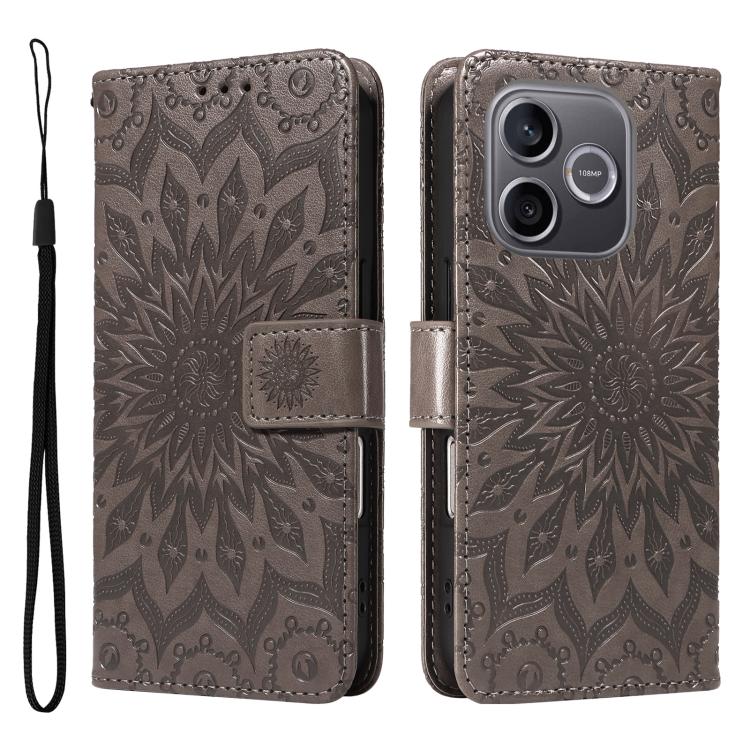 For Honor 600 Lite Global Embossed Sunflower Pattern Flip Leather Phone Case