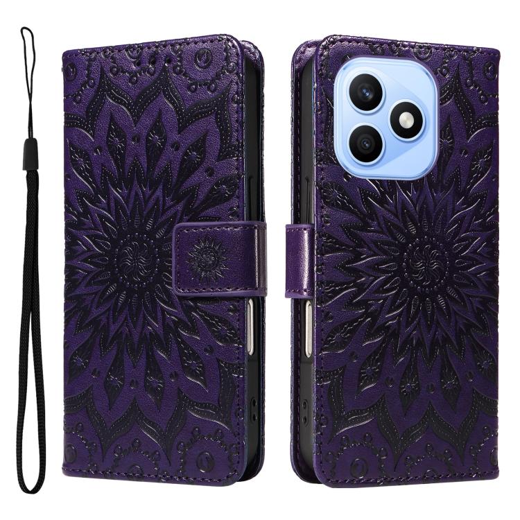 For Honor X8d 4G Global Embossed Sunflower Pattern Flip Leather Phone Case