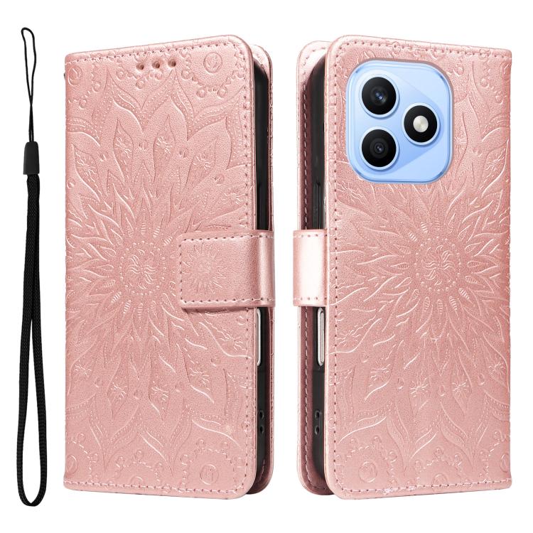For Honor X8d 4G Global Embossed Sunflower Pattern Flip Leather Phone Case