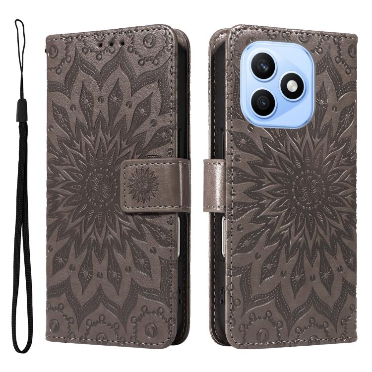 For Honor X8d 4G Global Embossed Sunflower Pattern Flip Leather Phone Case