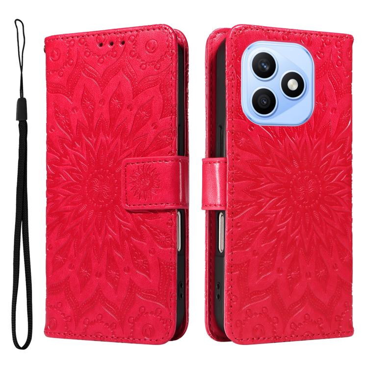 For Honor X8d 4G Global Embossed Sunflower Pattern Flip Leather Phone Case
