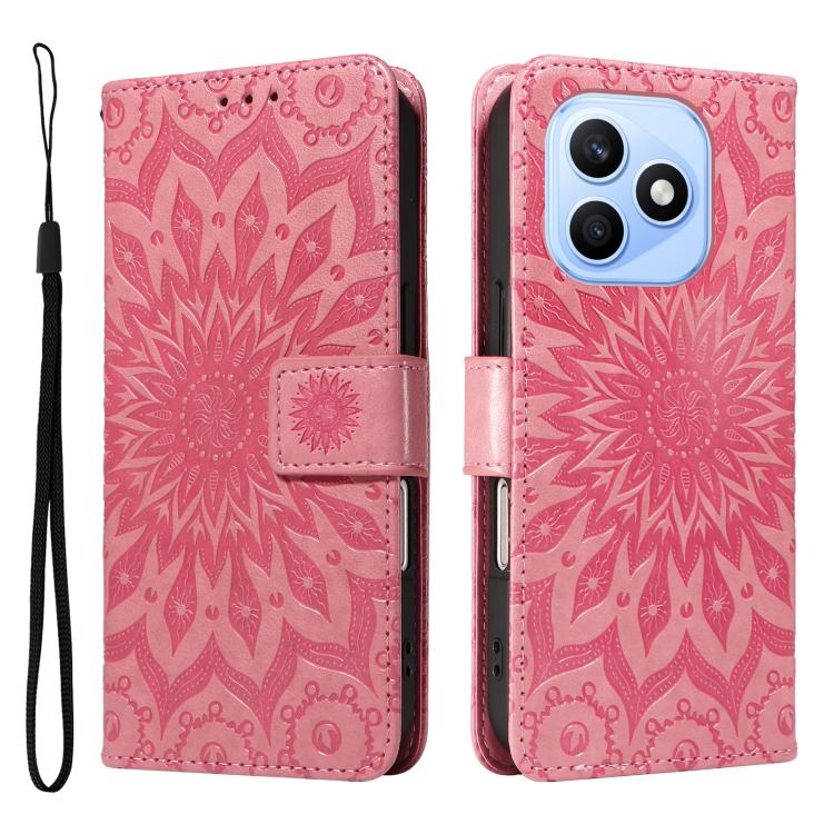 For Honor X8d 4G Global Embossed Sunflower Pattern Flip Leather Phone Case