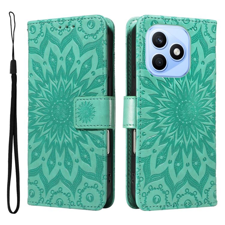 For Honor X8d 4G Global Embossed Sunflower Pattern Flip Leather Phone Case