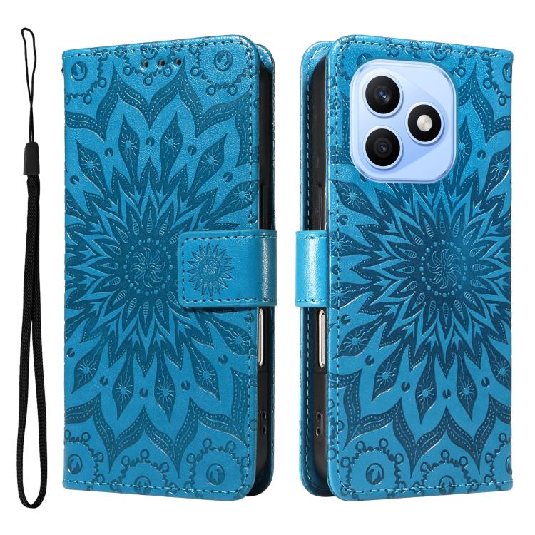 For Honor X8d 4G Global Embossed Sunflower Pattern Flip Leather Phone Case