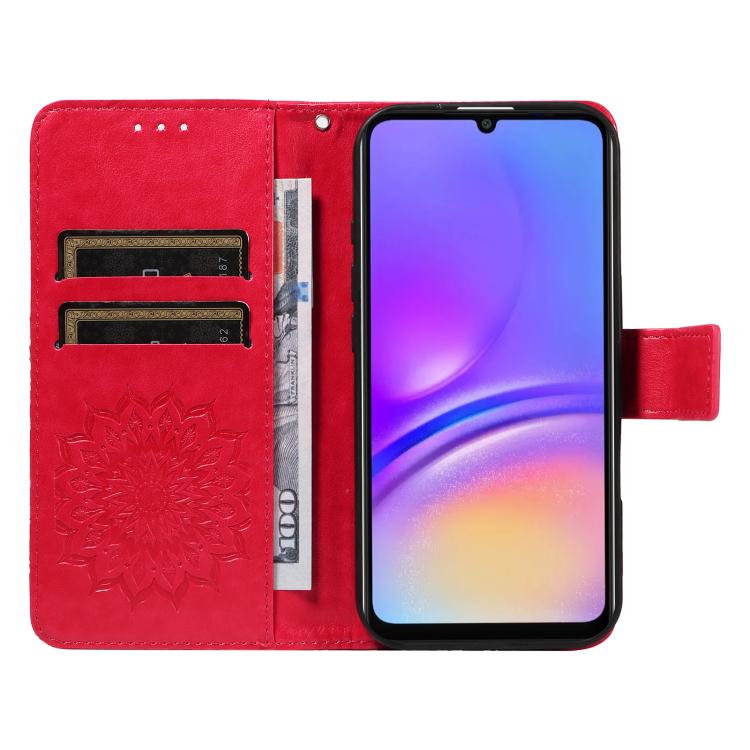 For Samsung Galaxy A06 5G / 4G Embossed Sunflower Pattern Flip Leather Phone Case