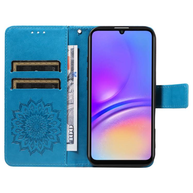 For Samsung Galaxy A06 5G / 4G Embossed Sunflower Pattern Flip Leather Phone Case