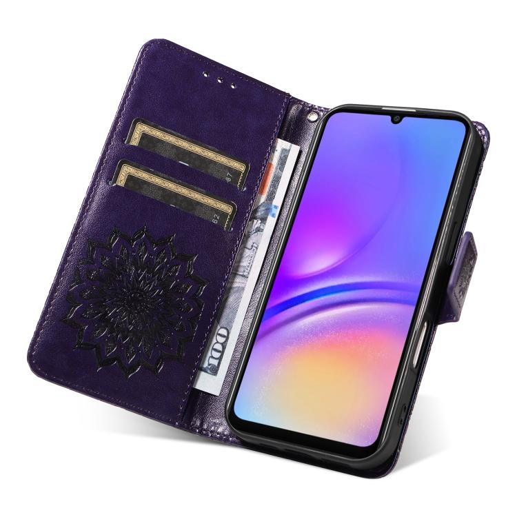 For Samsung Galaxy A07 5G Embossed Sunflower Pattern Flip Leather Phone Case