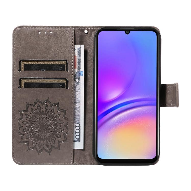 For Samsung Galaxy A07 5G Embossed Sunflower Pattern Flip Leather Phone Case