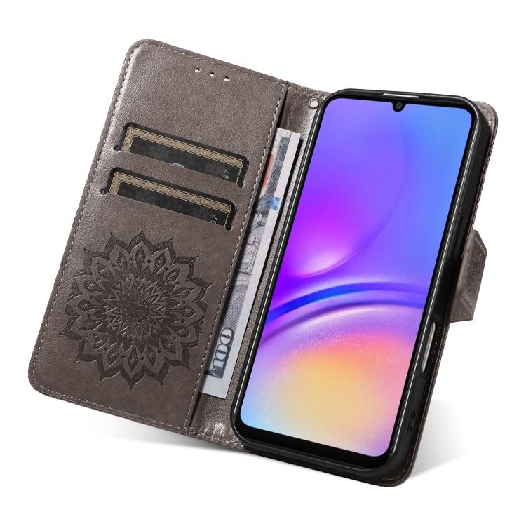 For Samsung Galaxy A07 5G Embossed Sunflower Pattern Flip Leather Phone Case
