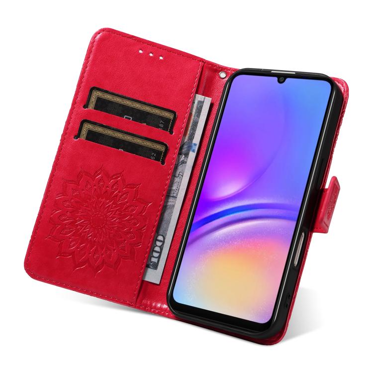 For Samsung Galaxy A07 5G Embossed Sunflower Pattern Flip Leather Phone Case