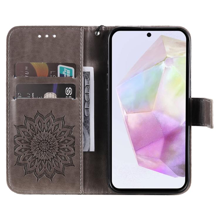 For Samsung Galaxy A36 5G / M56 5G Embossed Sunflower Pattern Flip Leather Phone Case