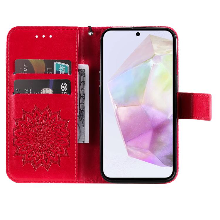 For Samsung Galaxy A56 5G Embossed Sunflower Pattern Flip Leather Phone Case