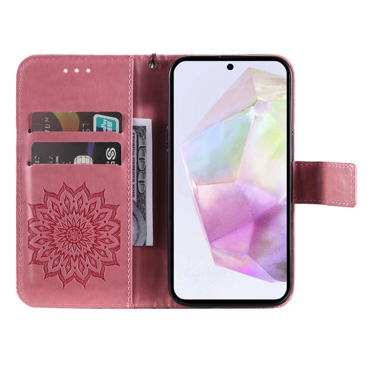 For Samsung Galaxy A56 5G Embossed Sunflower Pattern Flip Leather Phone Case