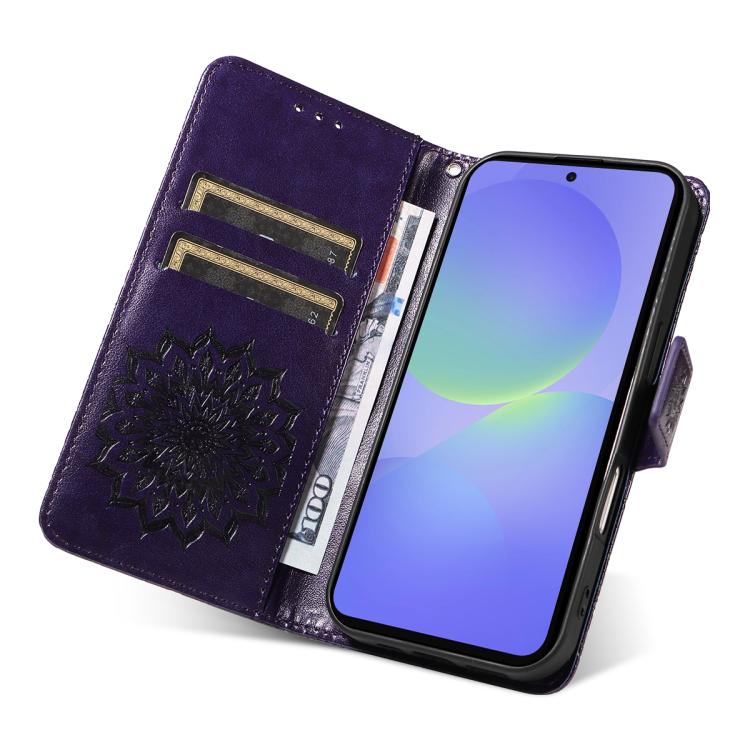 For Samsung Galaxy A37 5G Embossed Sunflower Pattern Flip Leather Phone Case