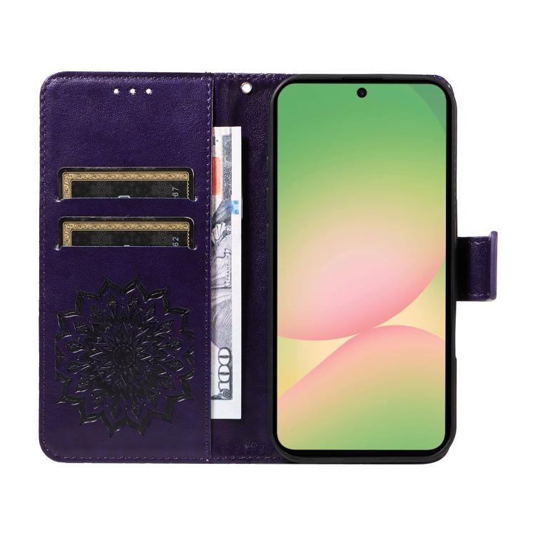 For Samsung Galaxy A57 5G Embossed Sunflower Pattern Flip Leather Phone Case