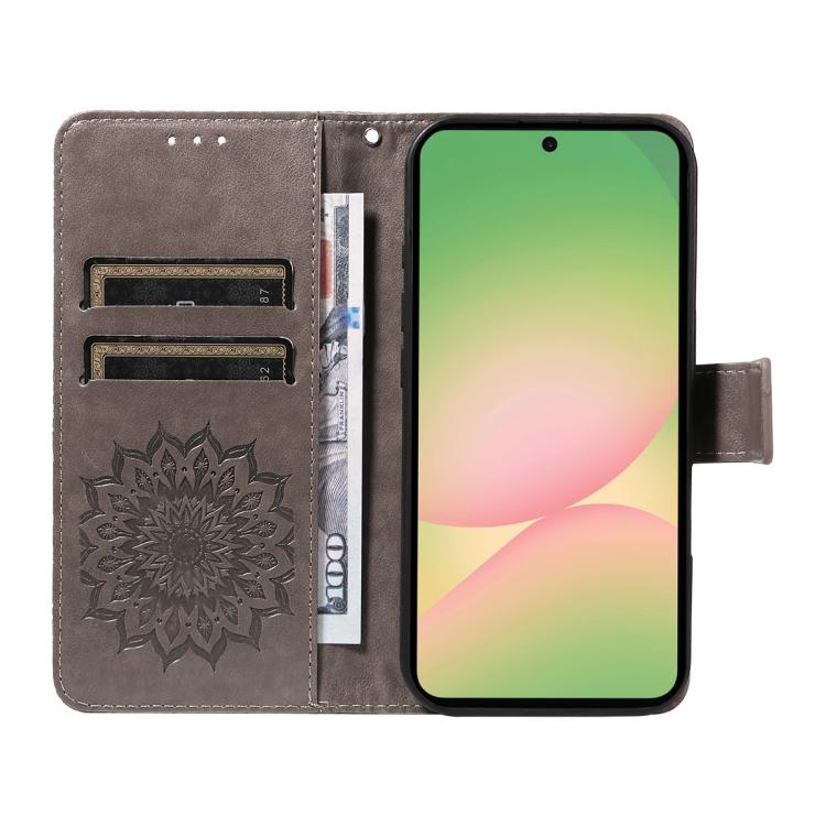 For Samsung Galaxy A57 5G Embossed Sunflower Pattern Flip Leather Phone Case