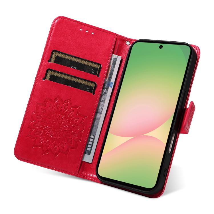 For Samsung Galaxy A57 5G Embossed Sunflower Pattern Flip Leather Phone Case