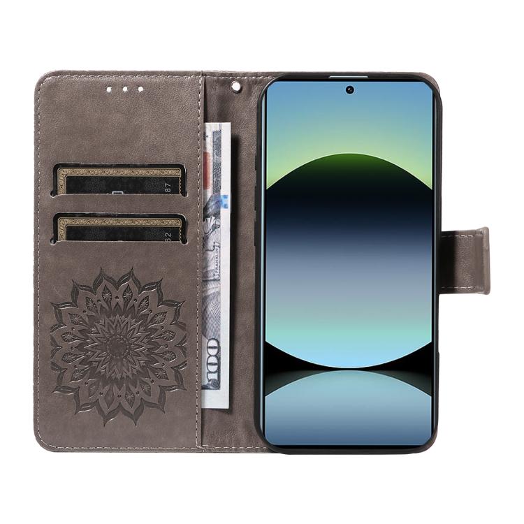 For Xiaomi Poco M6 Pro 4G Global Embossed Sunflower Pattern Flip Leather Phone Case