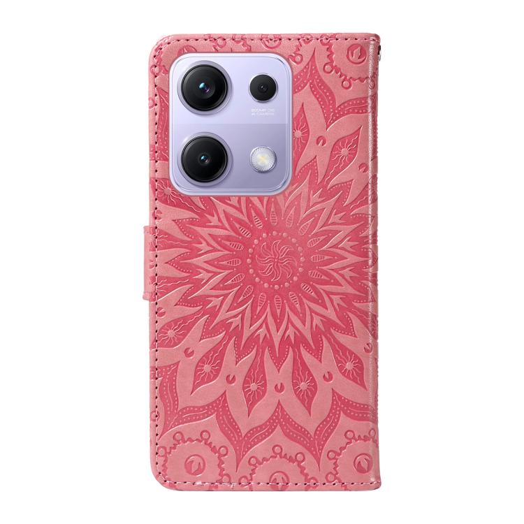 For Xiaomi Poco M6 Pro 4G Global Embossed Sunflower Pattern Flip Leather Phone Case