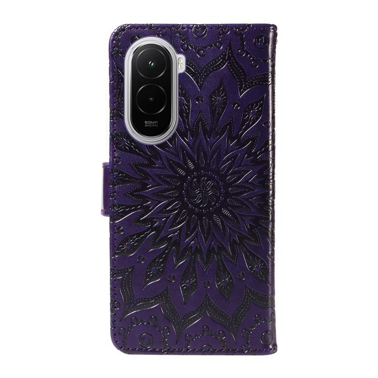 For Xiaomi Poco M7 4G 169mm Embossed Sunflower Pattern Flip Leather Phone Case