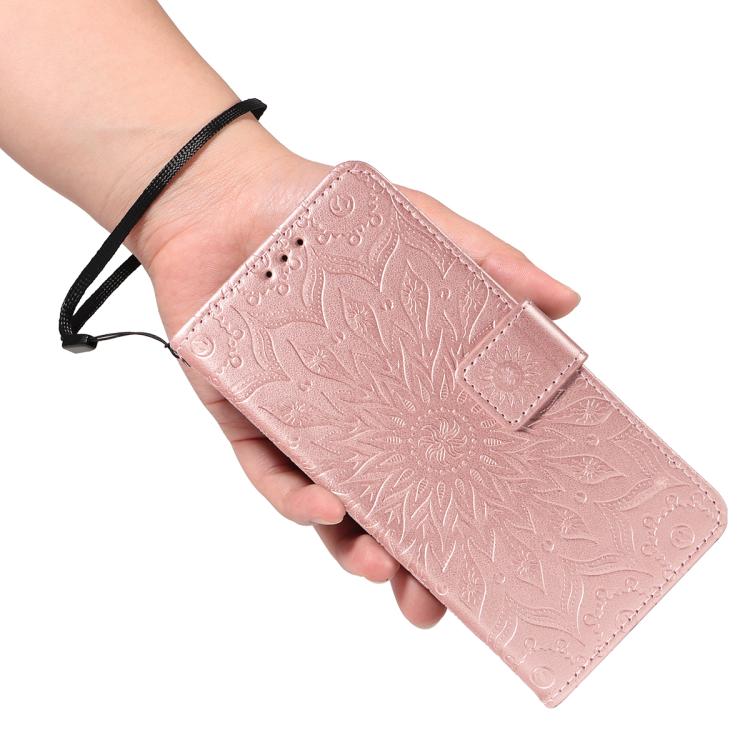 For Xiaomi Poco M7 4G 169mm Embossed Sunflower Pattern Flip Leather Phone Case