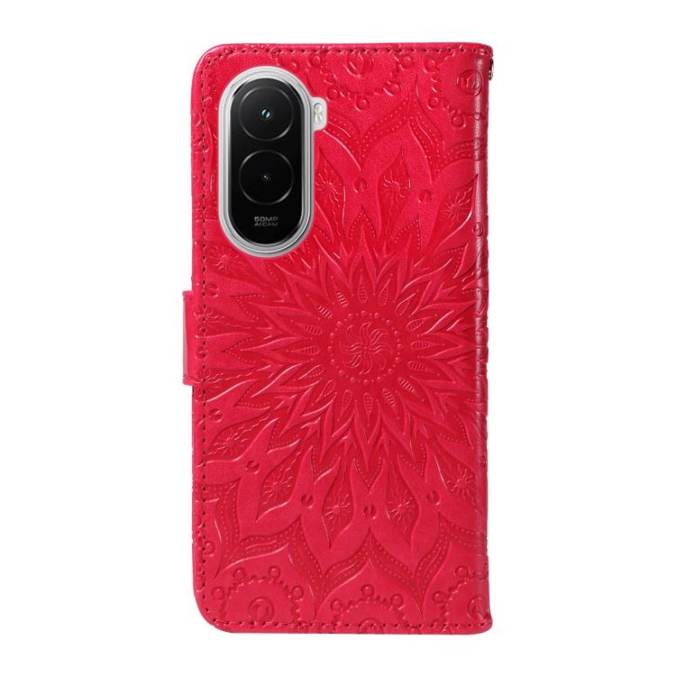 For Xiaomi Poco M7 4G 169mm Embossed Sunflower Pattern Flip Leather Phone Case
