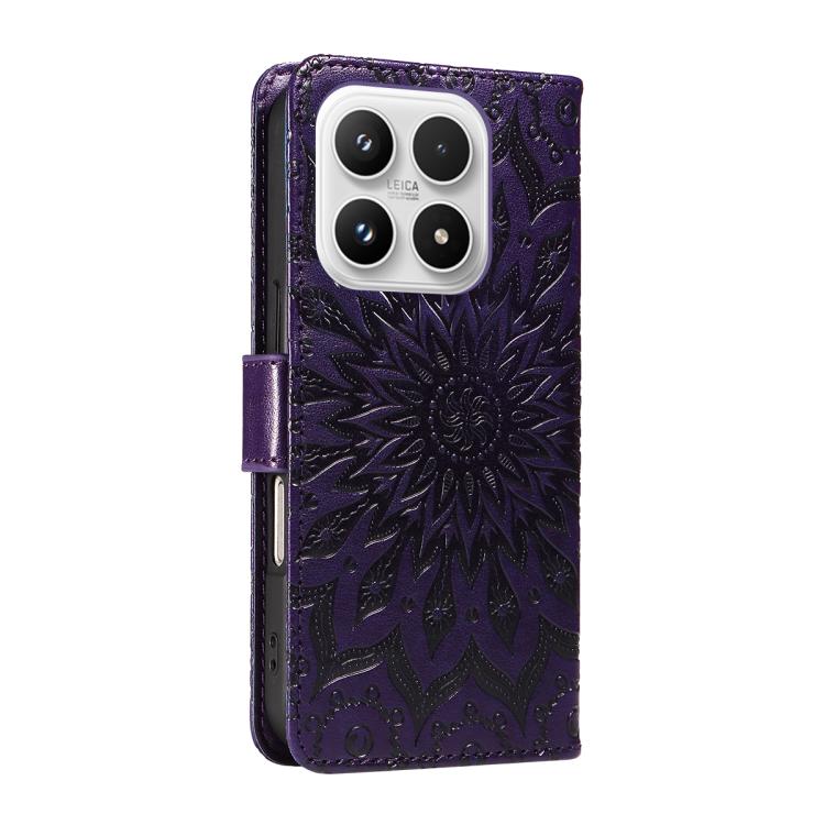 For Xiaomi 17 Embossed Sunflower Pattern Flip Leather Phone Case