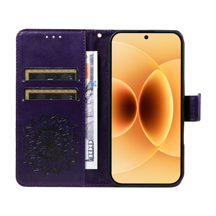 For Xiaomi 17 Embossed Sunflower Pattern Flip Leather Phone Case